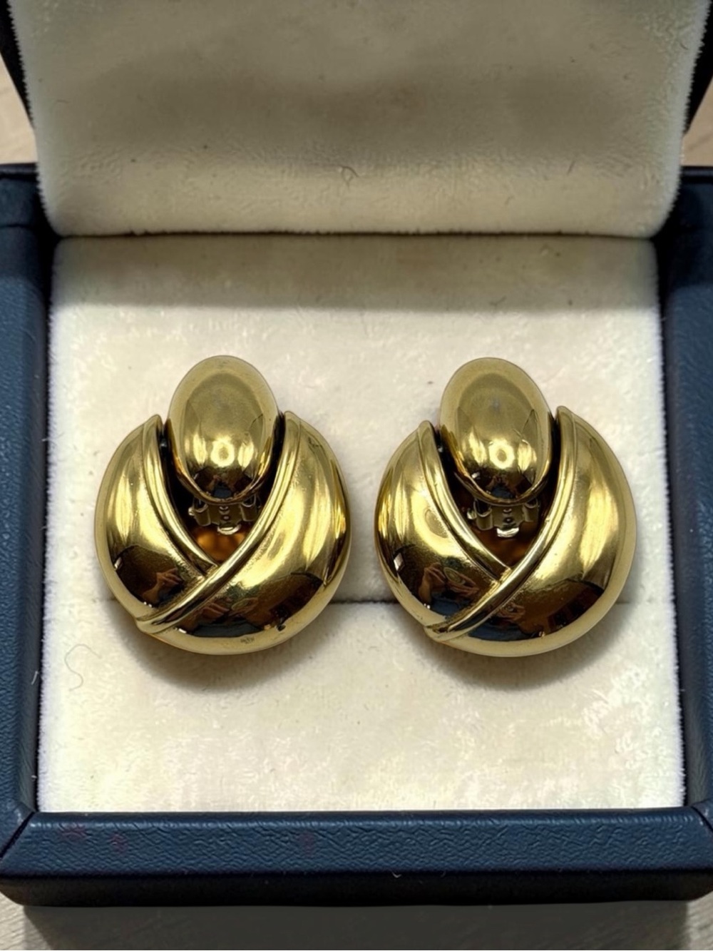 GIVENCHY Vintage 80s Oversized Chunky Gold Tone Doorknocker Clip On Earrings